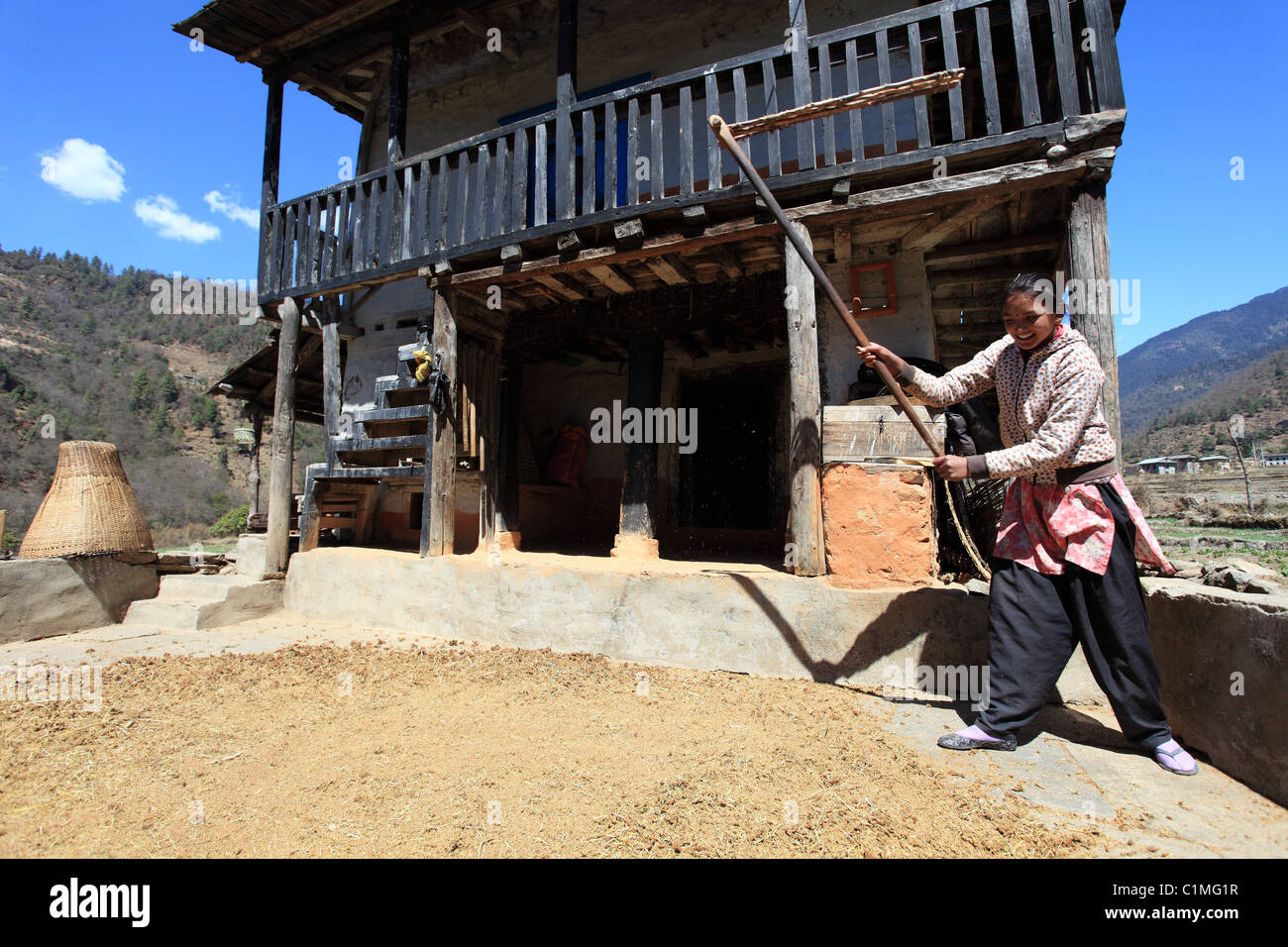 Nepali woman in the Himalaya Nepal Stock Photo