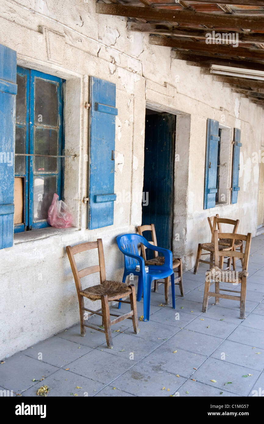 Chairs on veranda in cyprus Stock Photo Alamy