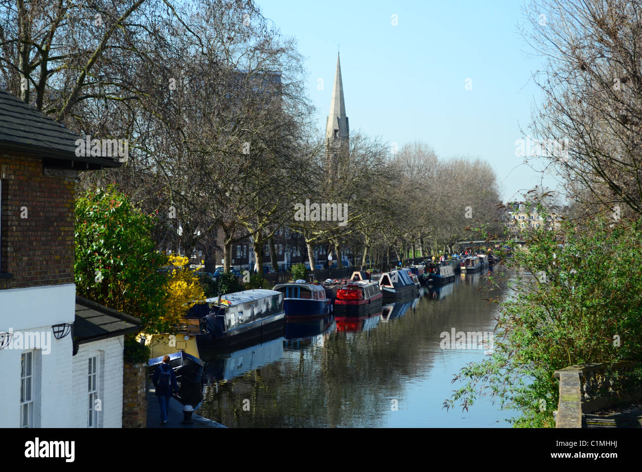 Little Venice seen from the blue bridge, Maida vale, London, UK ARTIFEX LUCIS Stock Photo