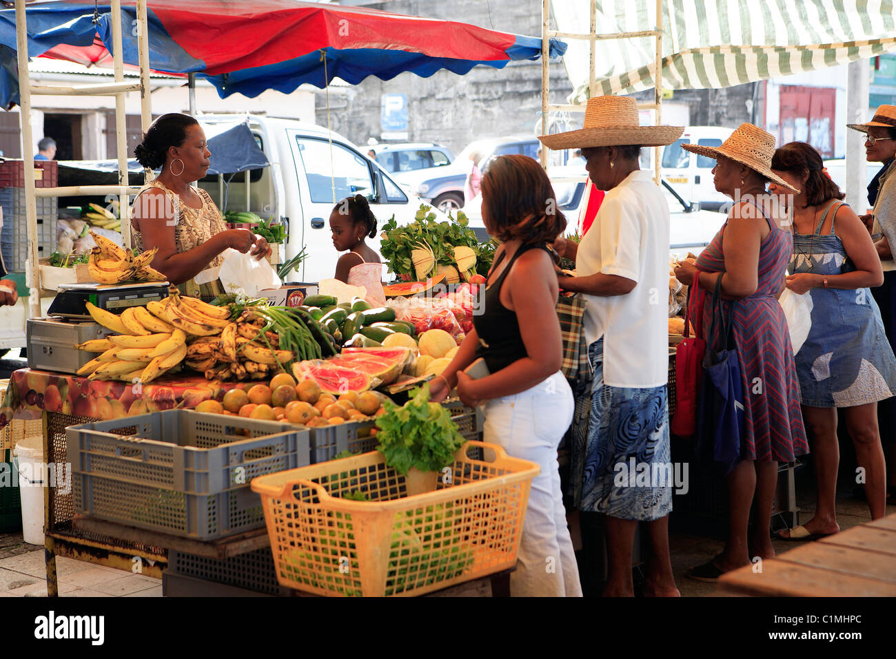 France, Martinique, Saint Pierre city, the market Stock Photo