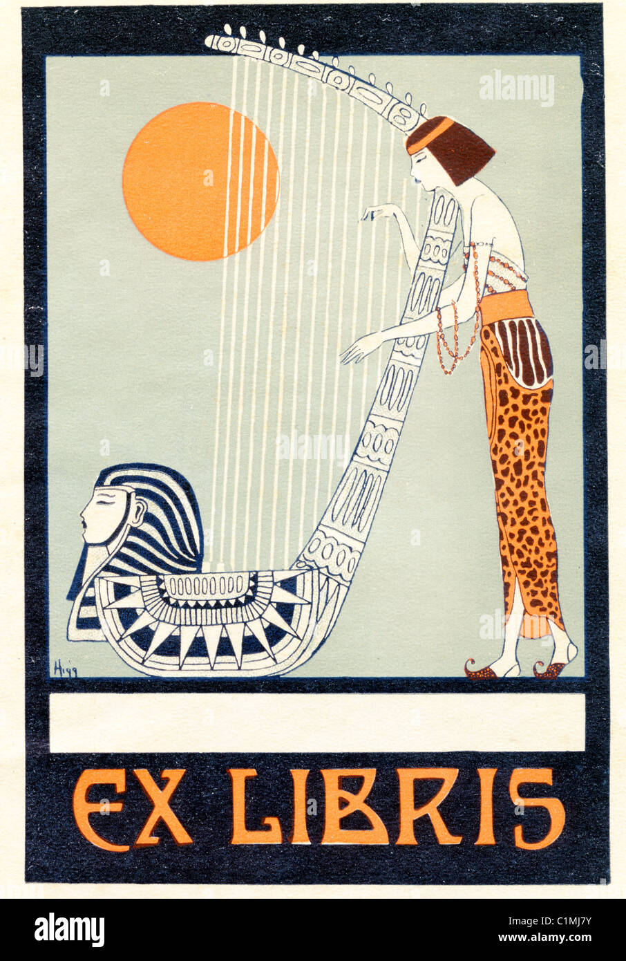 Old lithograph of Ex Libris Stock Photo Alamy