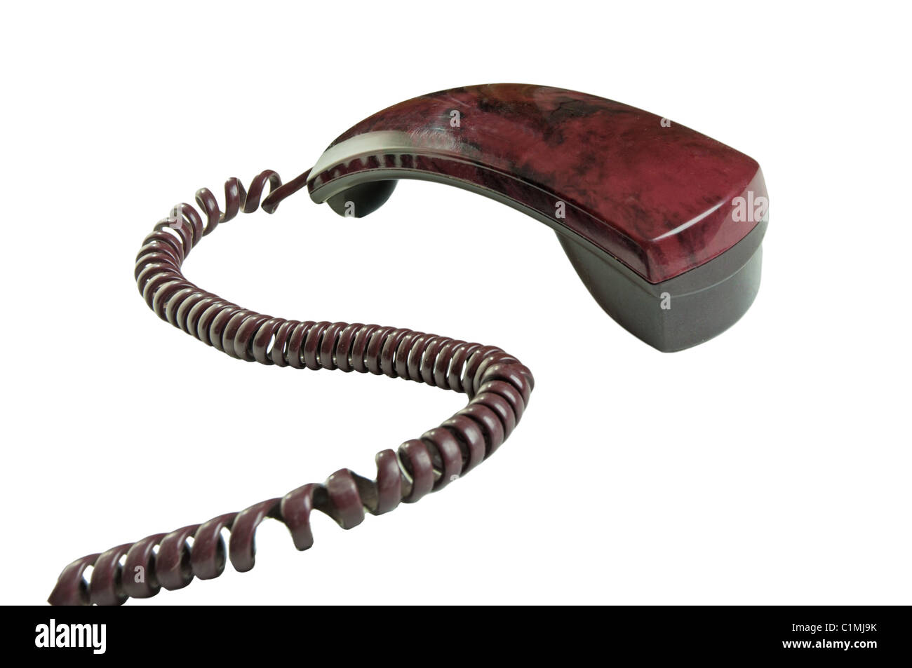 handsets with the wires on a white background Stock Photo