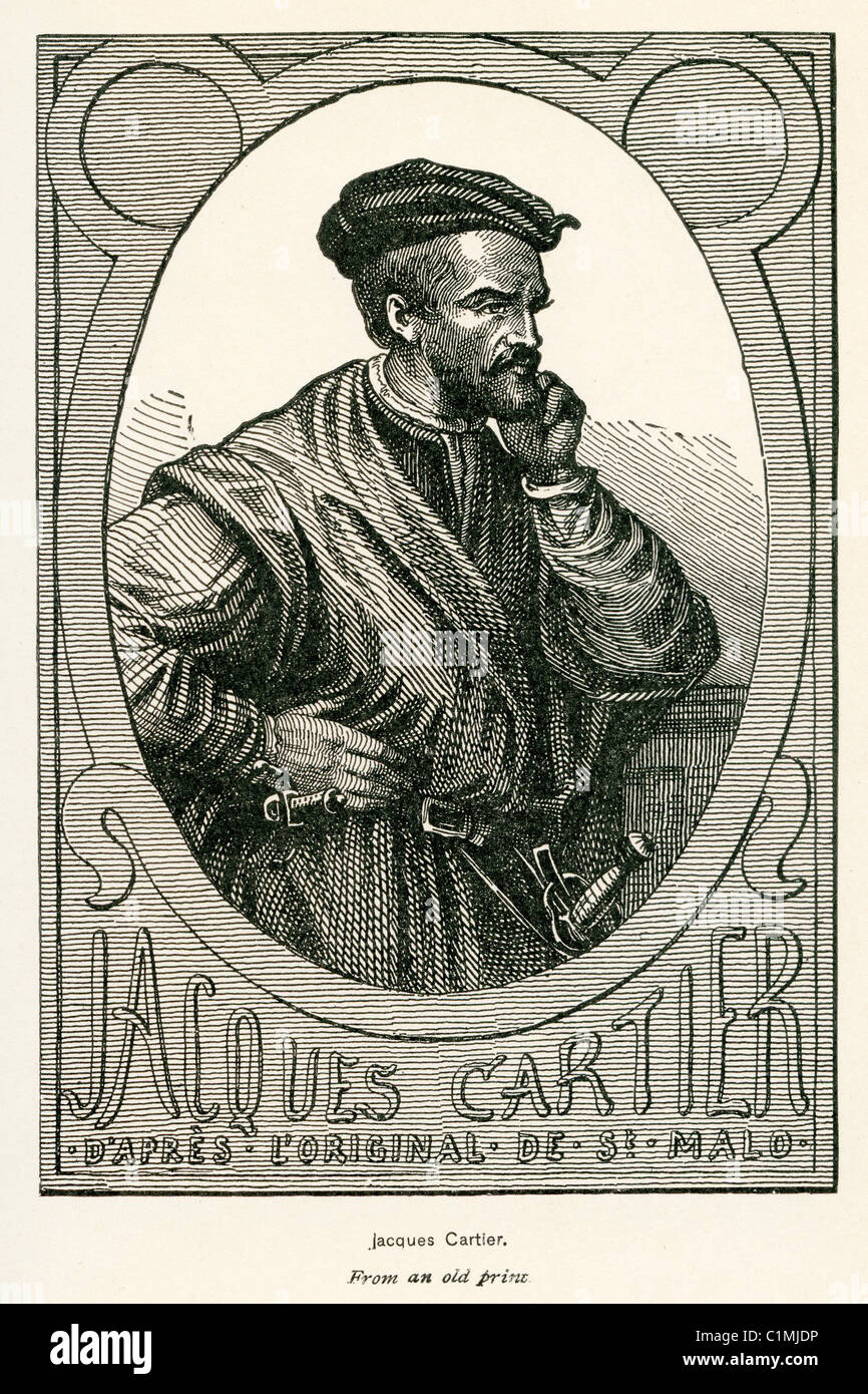 Old lithograph of Jacques Cartier 1491 1557 a French explorer of Breton origin who claimed what is now Canada for France Stock Photo Alamy