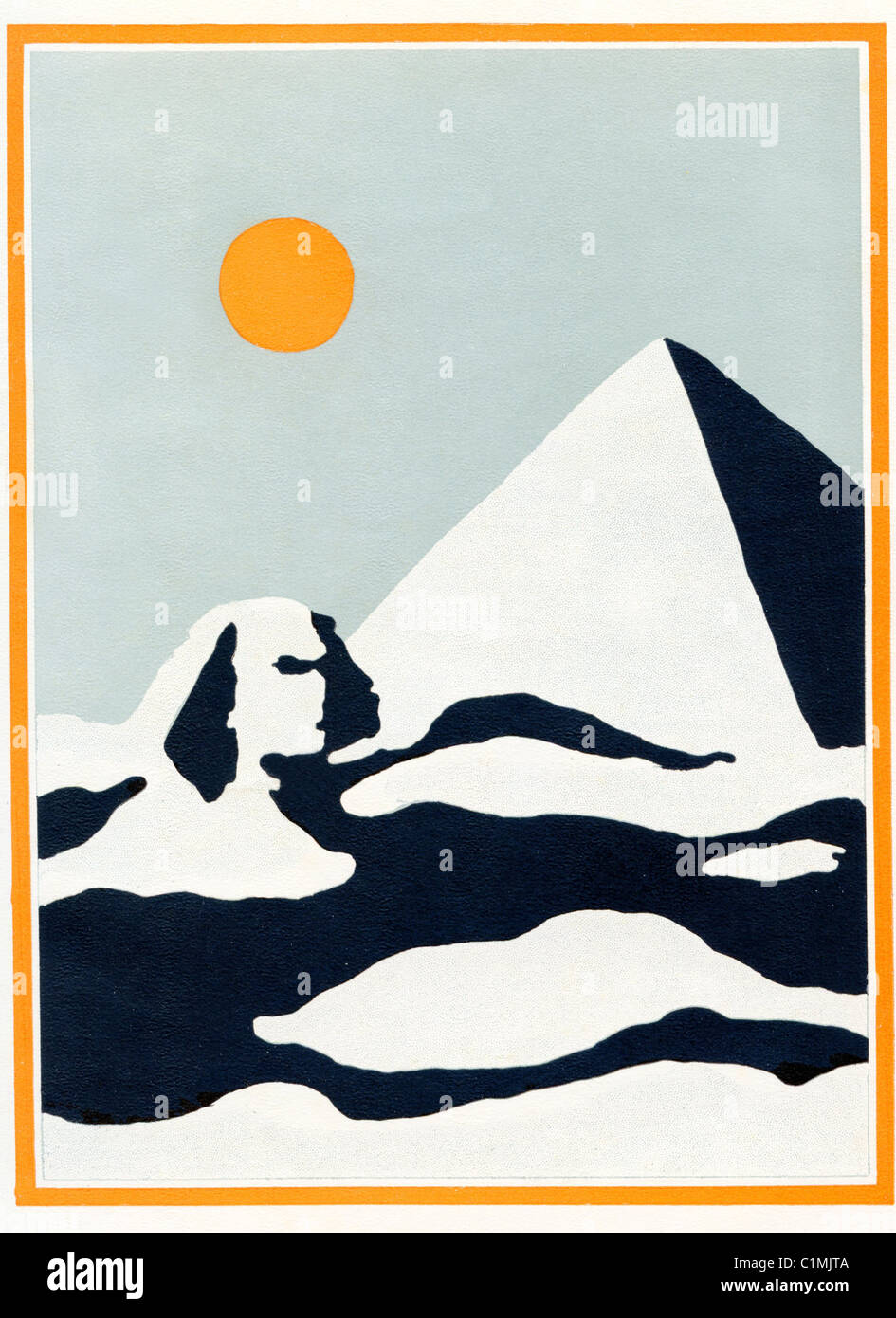 Old lithograph of Sphinx, Egypt Stock Photo Alamy