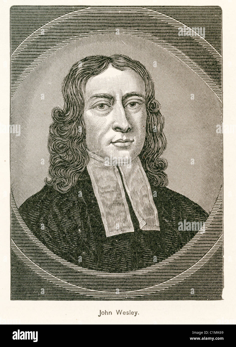 Old lithograph of John Wesley, Church of England cleric and Christian theologian Stock Photo