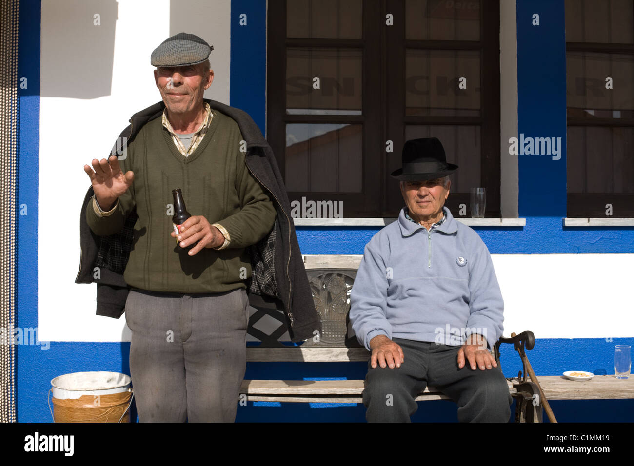 Men at tavern, Alentejo region of Portugal Stock Photo