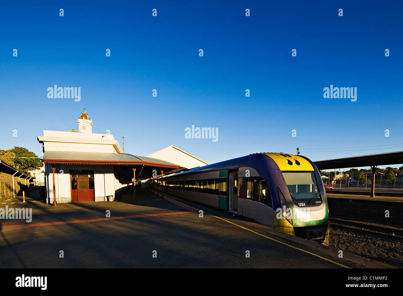 Ballarat Australia / A modern Vlocity train at Ballarat railway station. Stock Photo
