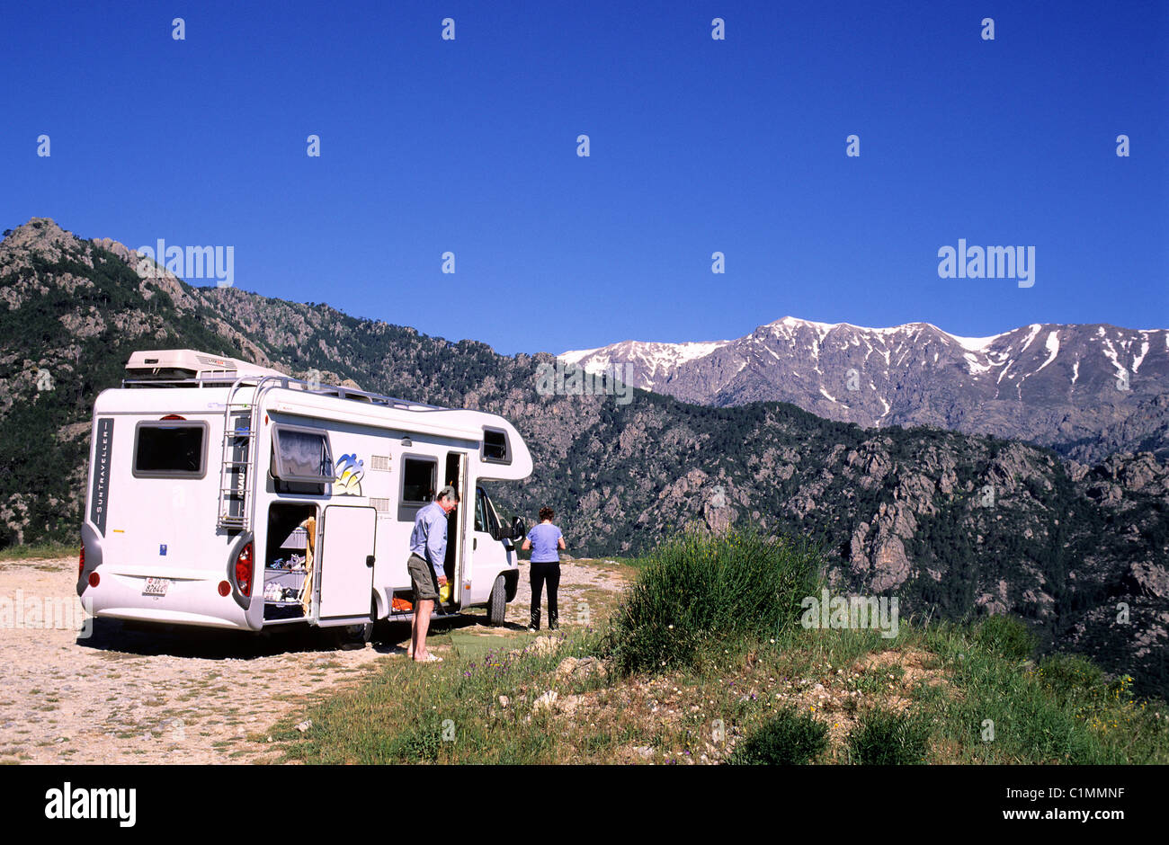 France, Haute Corse, Col Serra in Spring Stock Photo