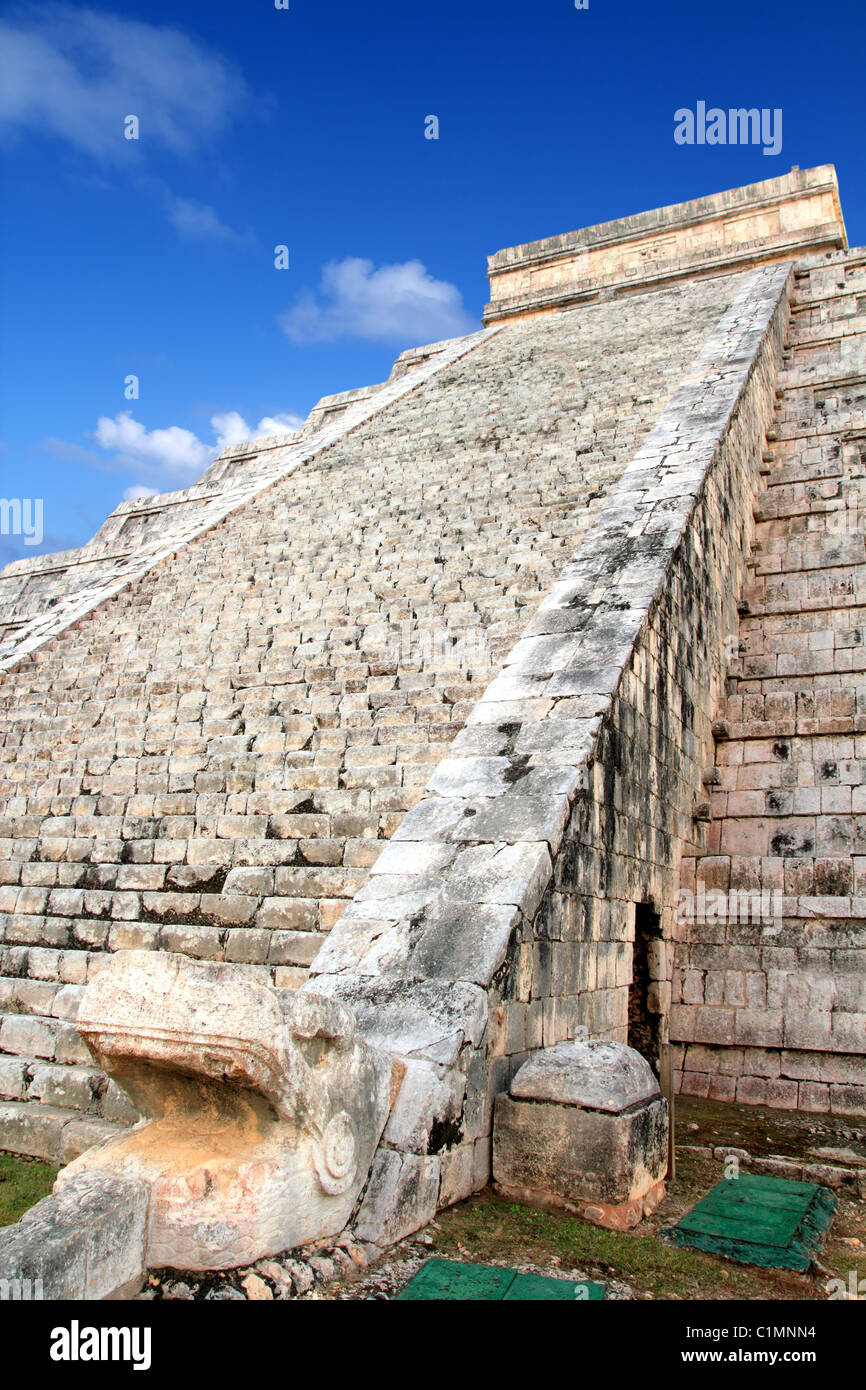 Kukulcan serpent snake El Castillo Mayan Chichen Itza pyramid Mexico
