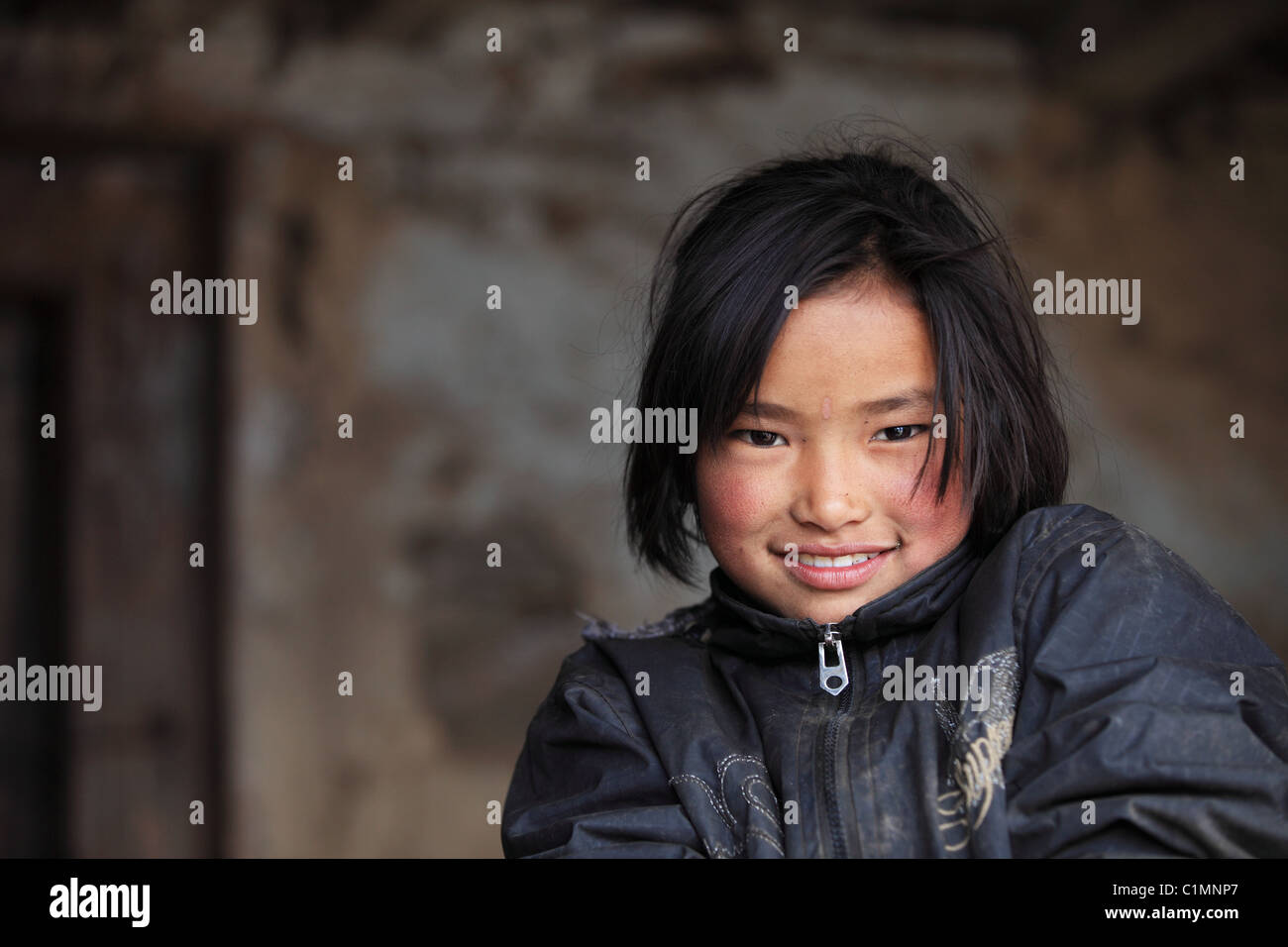 Nepali girl Himalaya Nepal Stock Photo