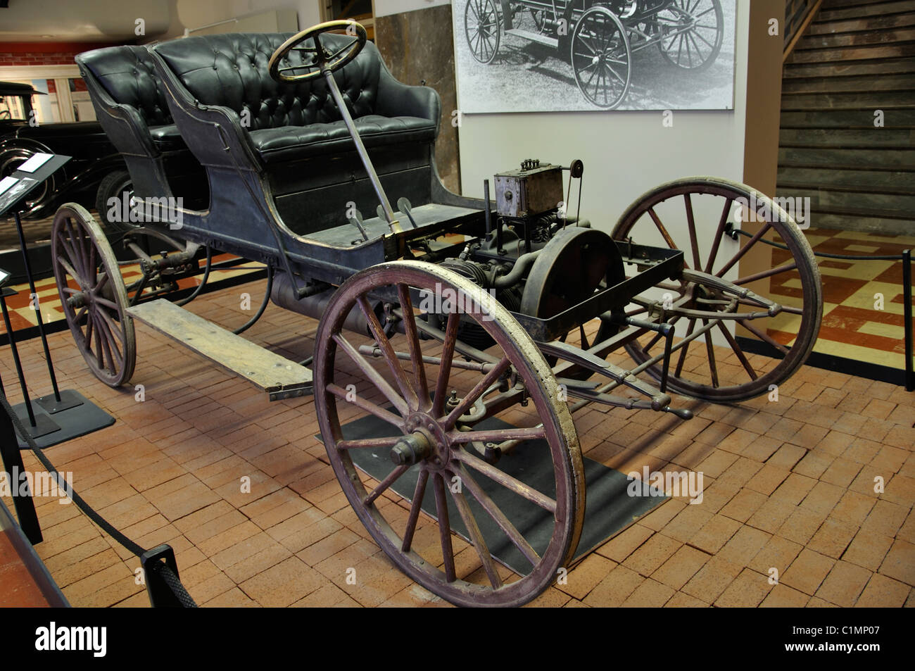 Old 1910 Zimmermann touring car on display at Museum, Amarillo, Texas