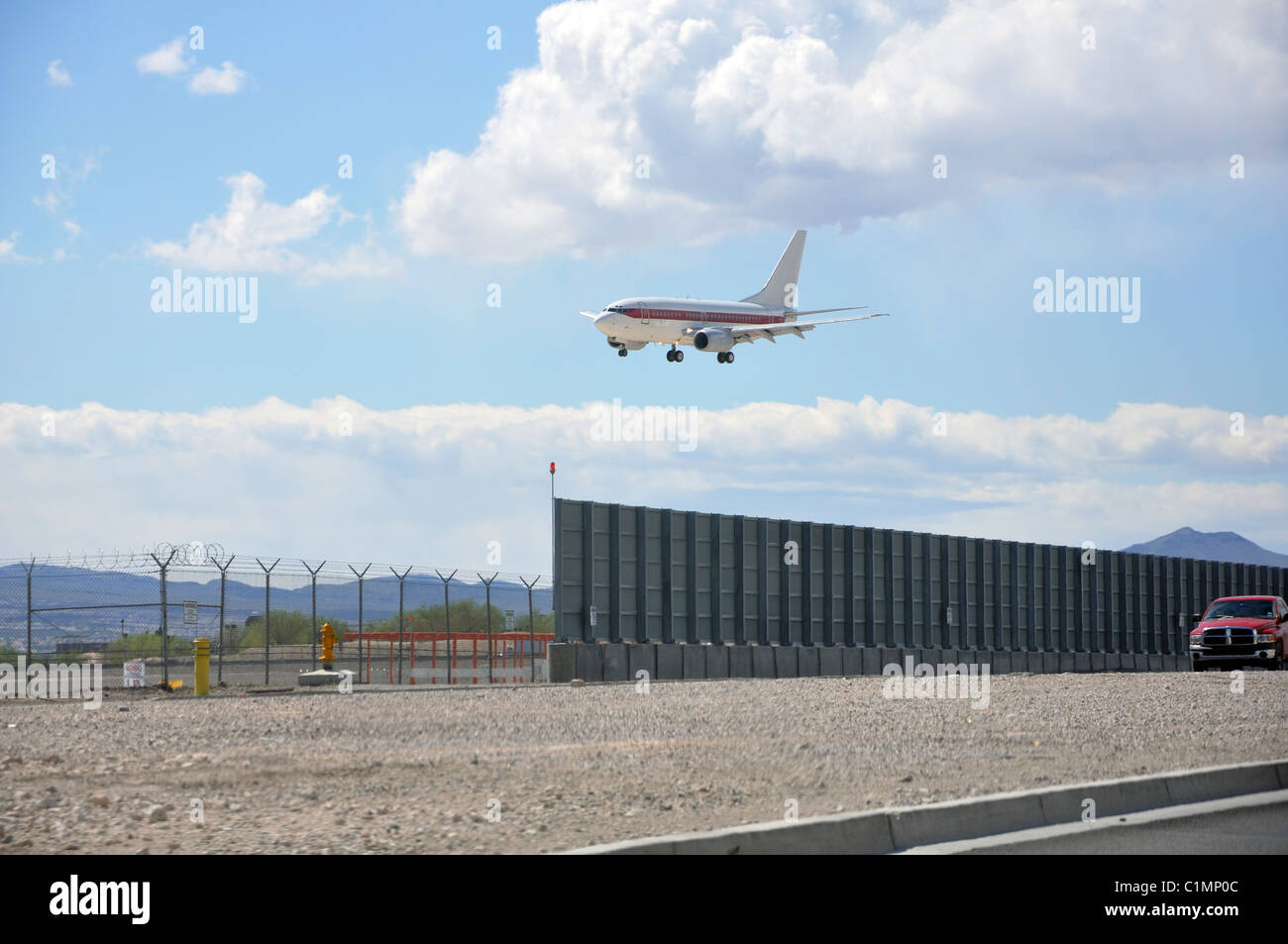 Airplane landing, Las Vegas airport, NV, USA Stock Photo Alamy