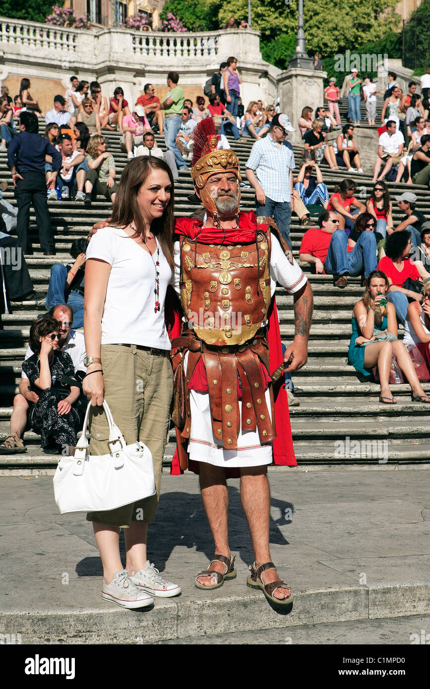 Italy, Lazio, Rome, Piazza di Spagna, gladiator for tourist spot Stock Photo