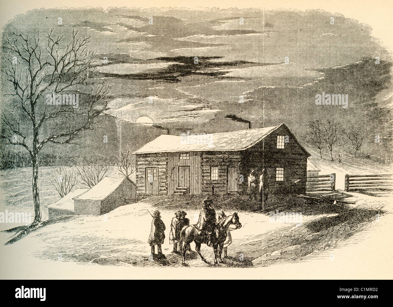 Old lithograph of The governor's mansion, Kansas Territory