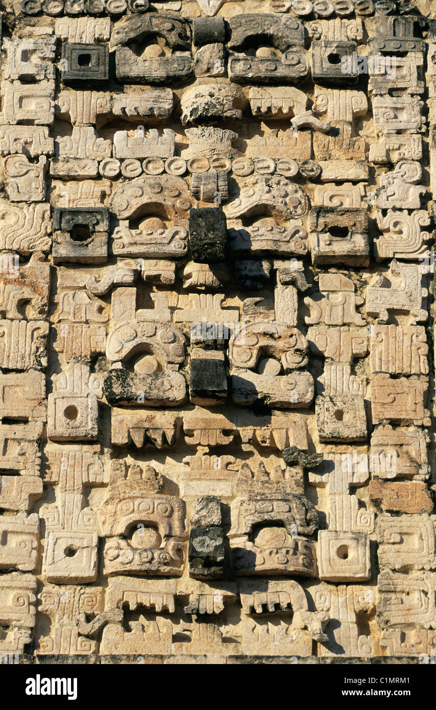 Mexico, Yucatan State, Uxmal, site maya, quadrangular of the nones, Chac Stock Photo