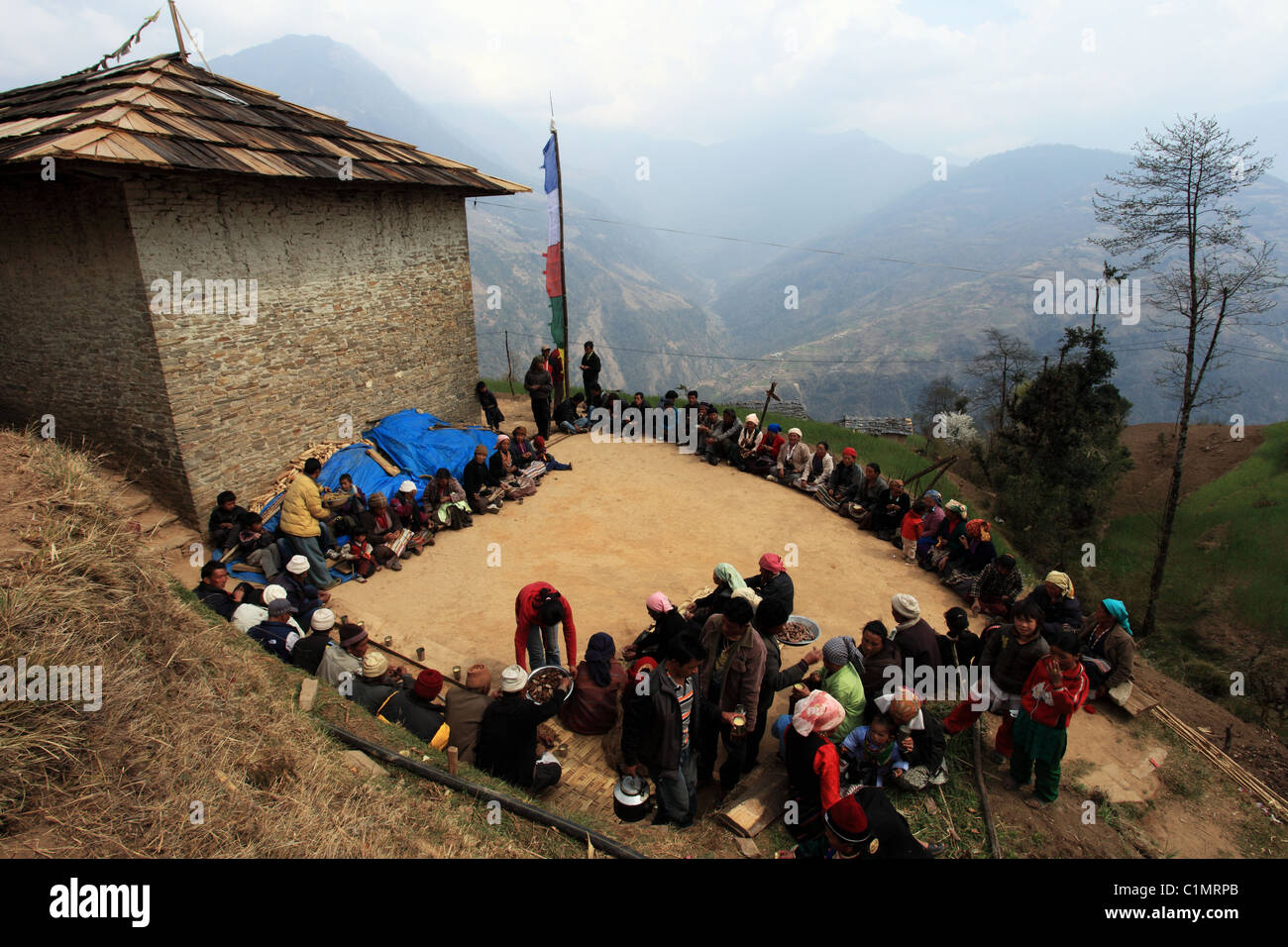 Nepali people in the Himalaya Nepal Stock Photo