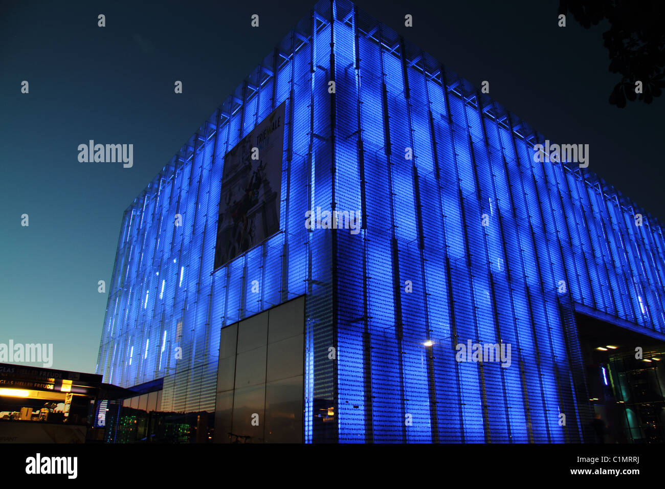 Lentos Museum, illuminated at dusk, Linz, Austria Stock Photo - Alamy