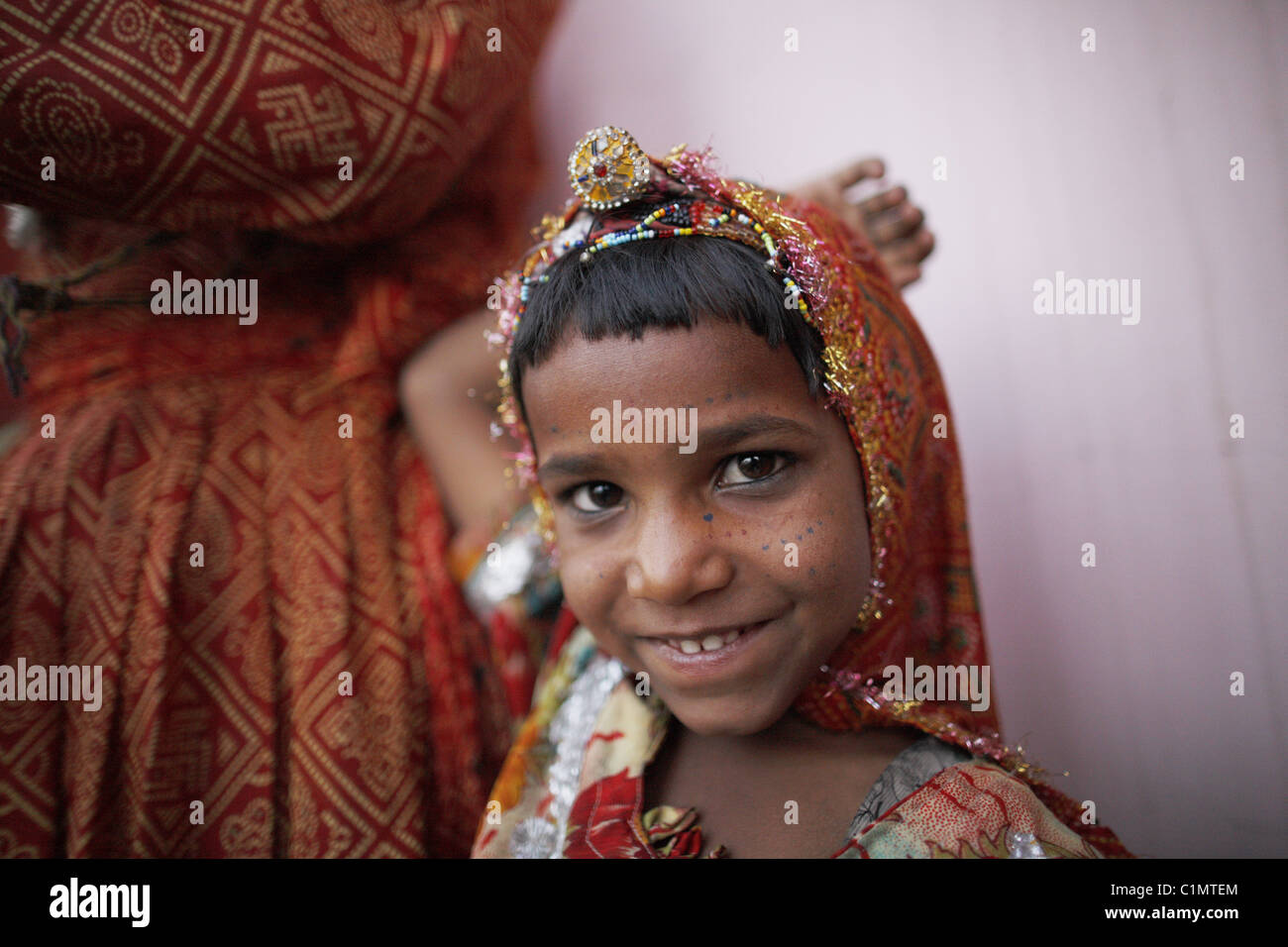 IND, India,20110310, Beautiful, cut, little girl with traditional costume Stock Photo