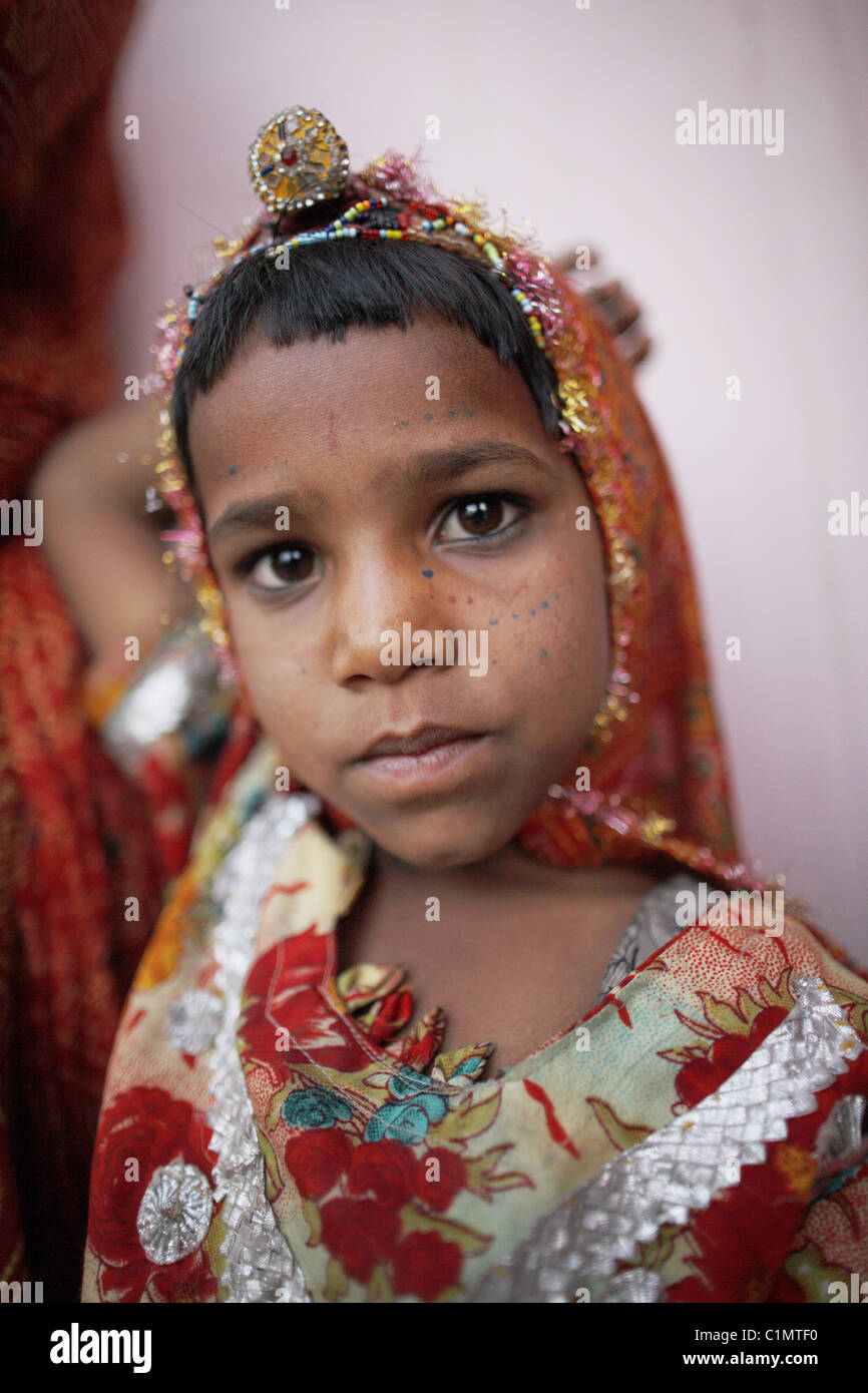 IND, India,20110310, Beautiful, cut, little girl with traditional costume Stock Photo