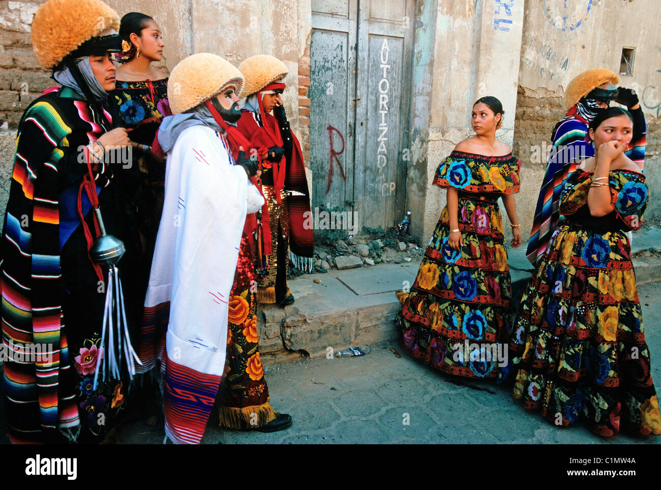 Mexico, Chiapas State, Los Parachicos carnival during the San Sebastian Festival in Chiapa de Corzo town Stock Photo