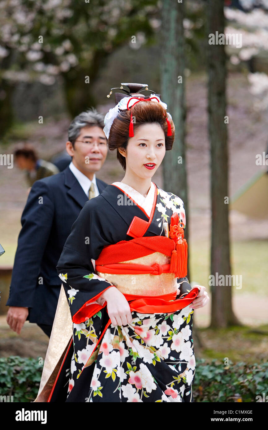 Japan Kyushu Island city of Kumamoto traditional wedding photo in the