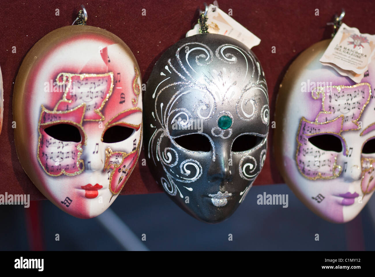 Masks in a Tuscan Market, Italy Stock Photo