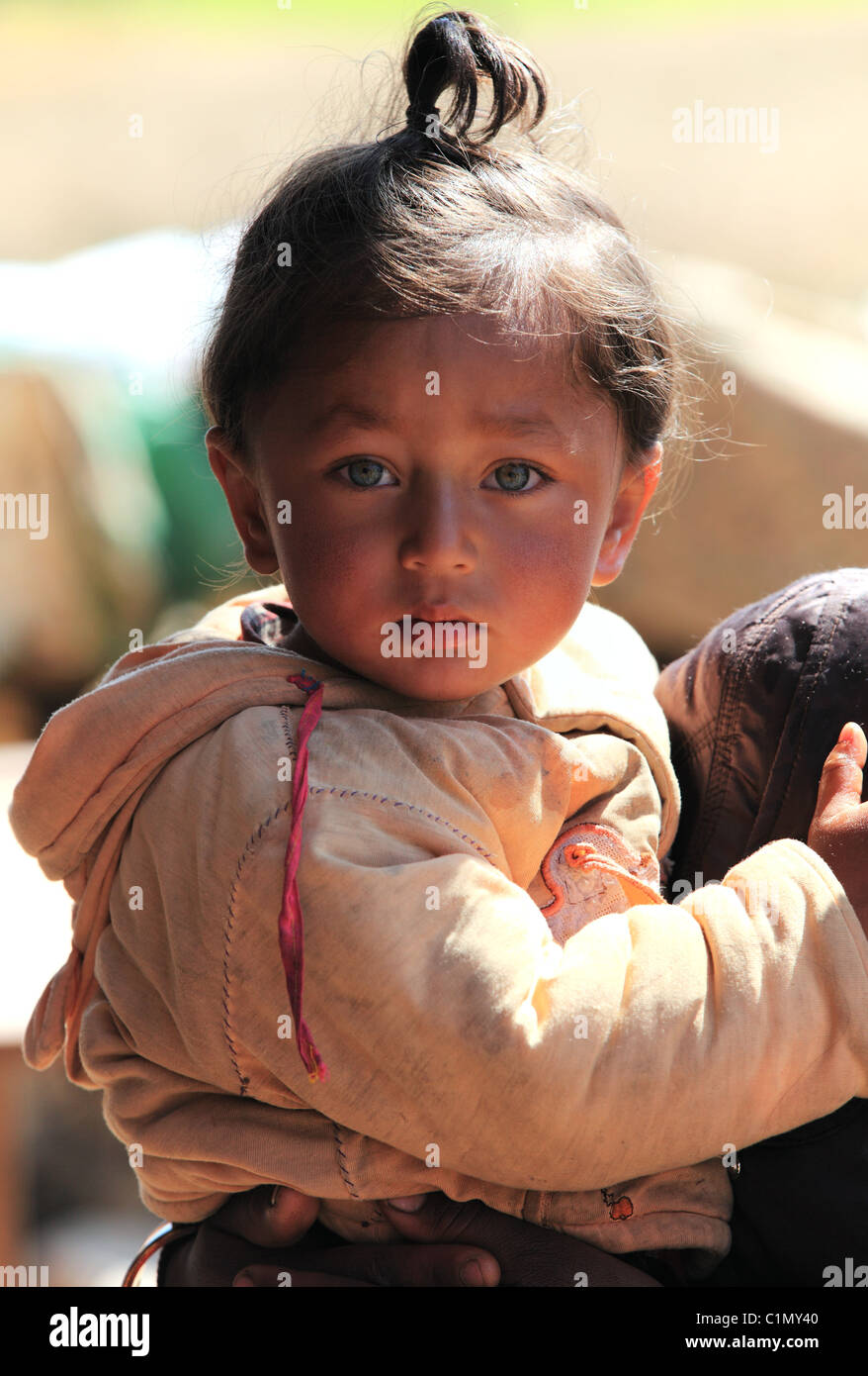 Nepali kid or kids in Nepal Himalaya Stock Photo