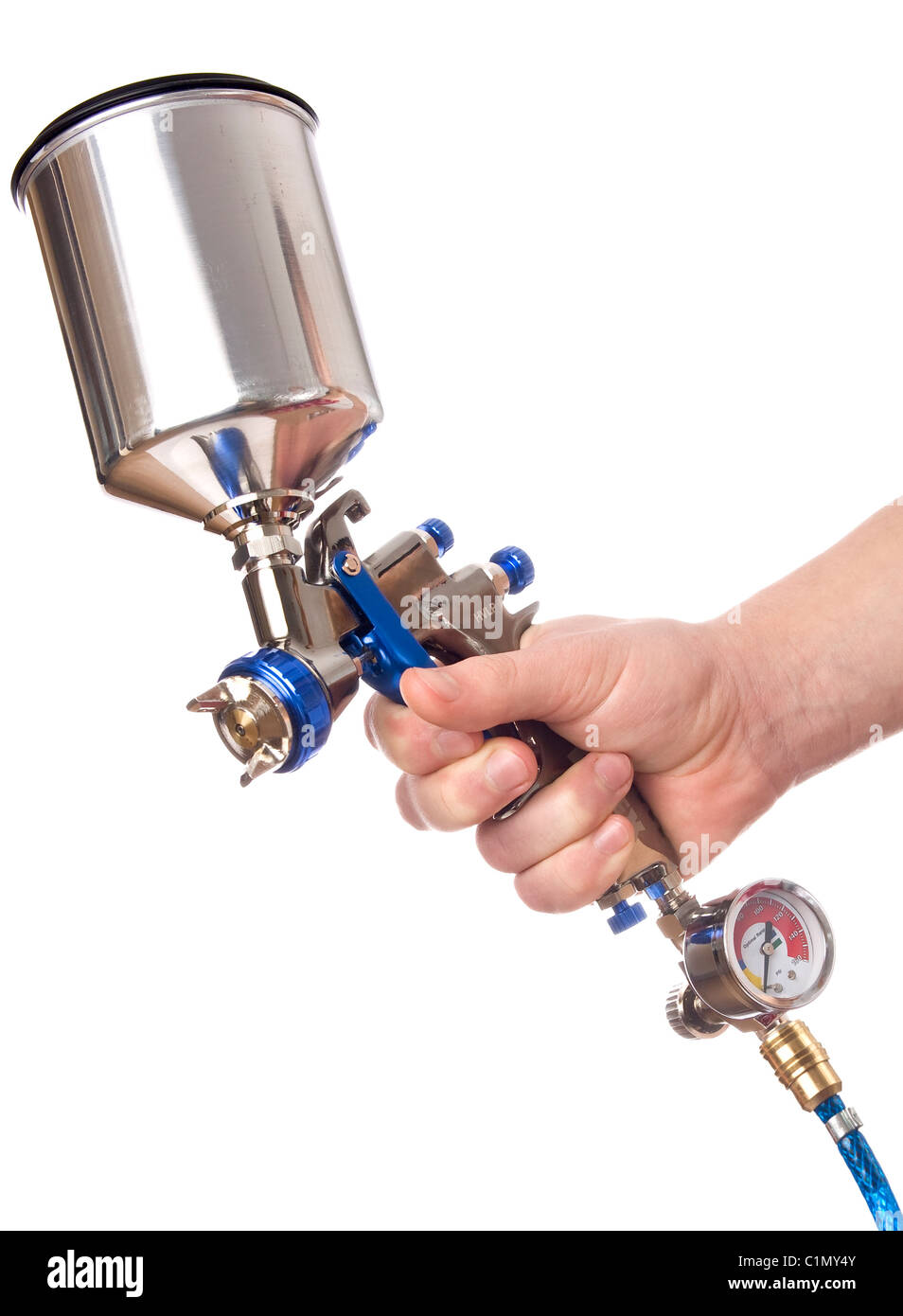 A Spray Gun For Painting Works In The Hand Of A Master Stock Photo, Picture  and Royalty Free Image. Image 190759843.
