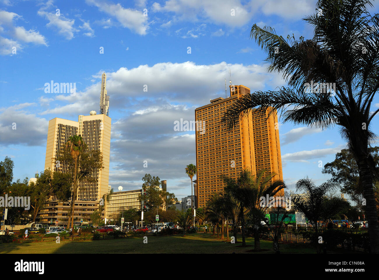 Kenya, Nairobi, the buildings of Kenyatta avenue from Central park