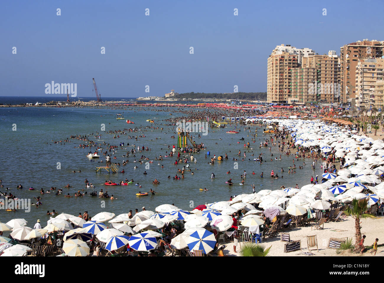 Egypt, the Mediterranean coast, Alexandria, Sidi Bishr beach Stock