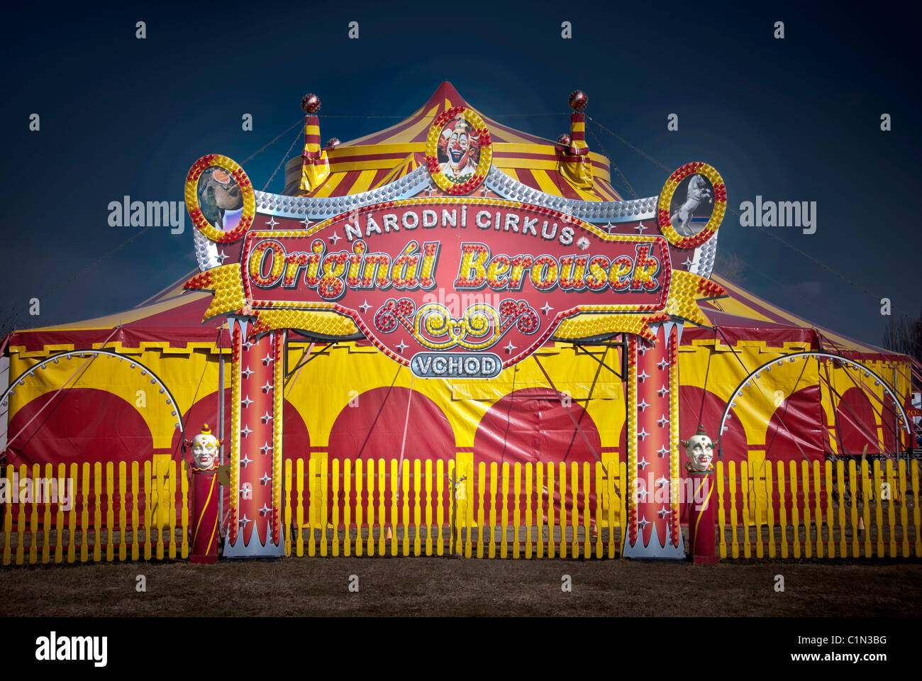 tent of traditional circus Berousek at dusk Stock Photo