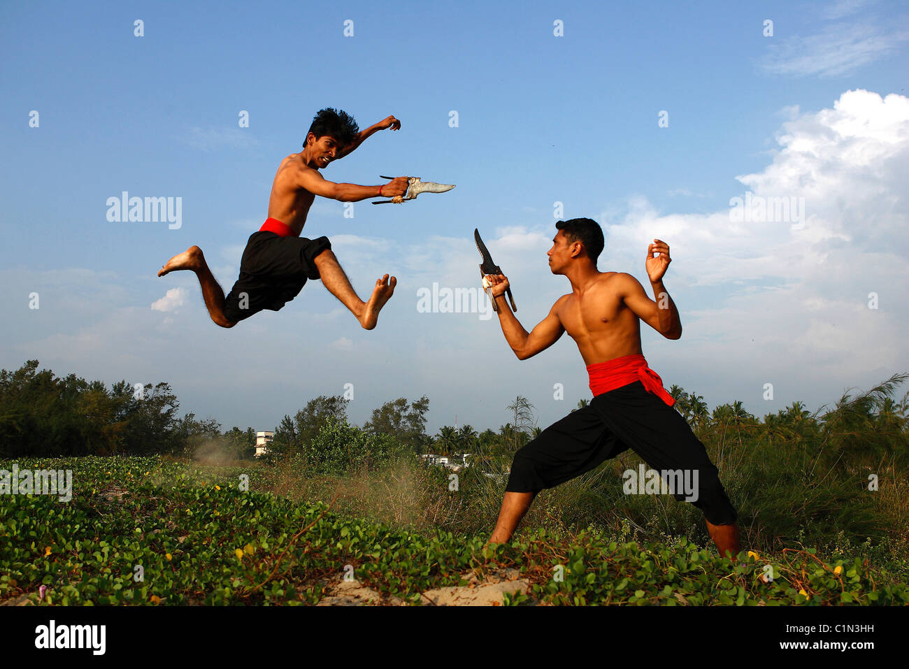 India, Kerala, martial arts Stock Photo Alamy