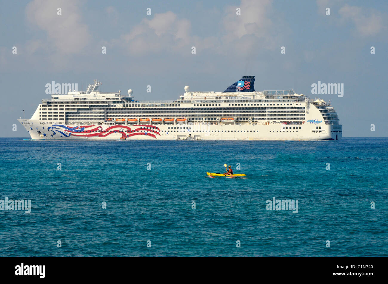 Cruise Ship Kailua Kona Hawaii Tendered Boat Pacific Ocean Stock Photo
