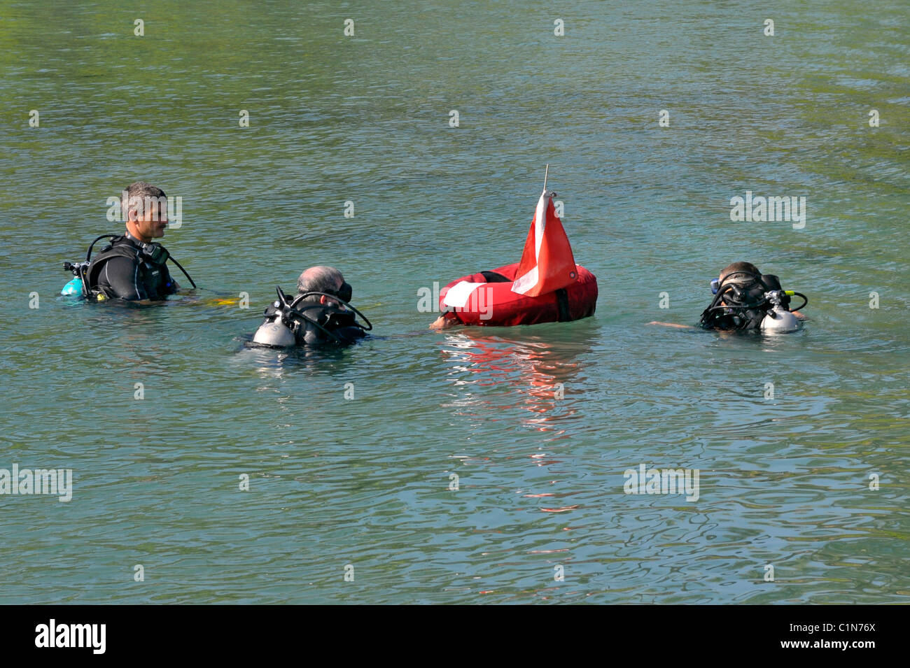 Scuba Divers Kailua Kona Hawaii Pacific Ocean Stock Photo Alamy