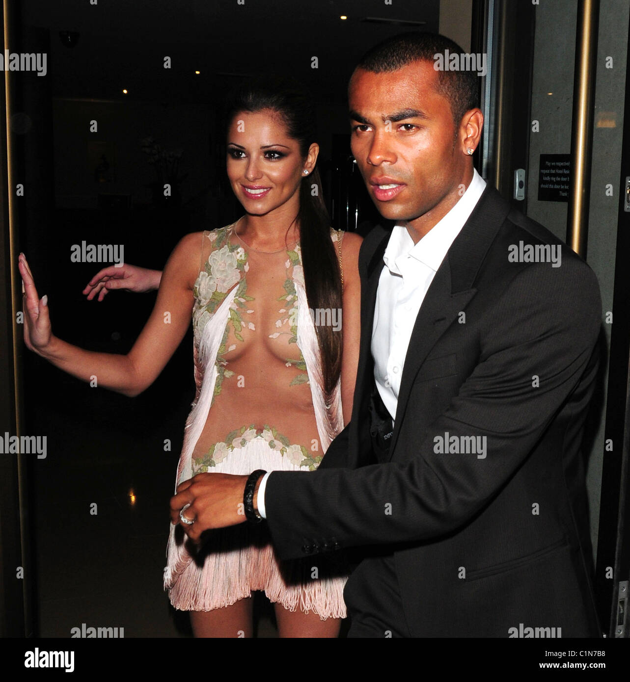 Cheryl Cole and Ashley Cole leaving their hotel heading for Vanilla to celebrate Cheryl's 26th birthday London, England - Stock Photo