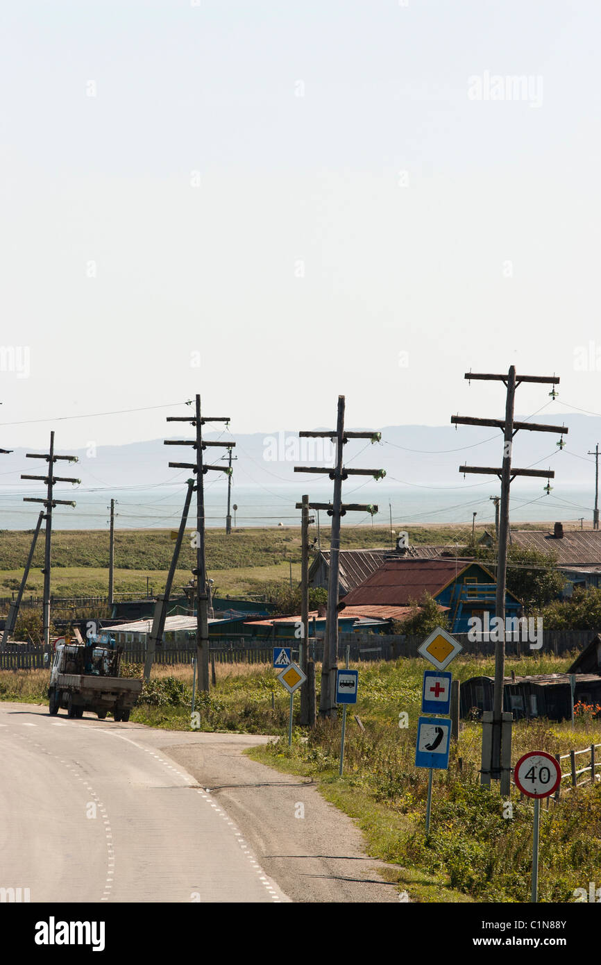 The road into the town of Okhotsk, Sakhalin, Russia Stock Photo - Alamy