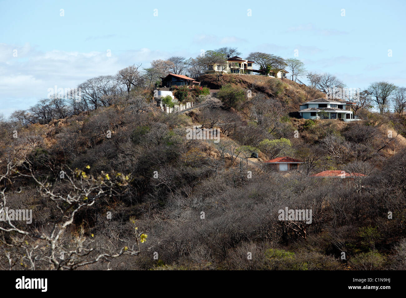 Hillside houses, Playa Hermosa, Nicoya Peininsula, Costa Rica Stock Photo