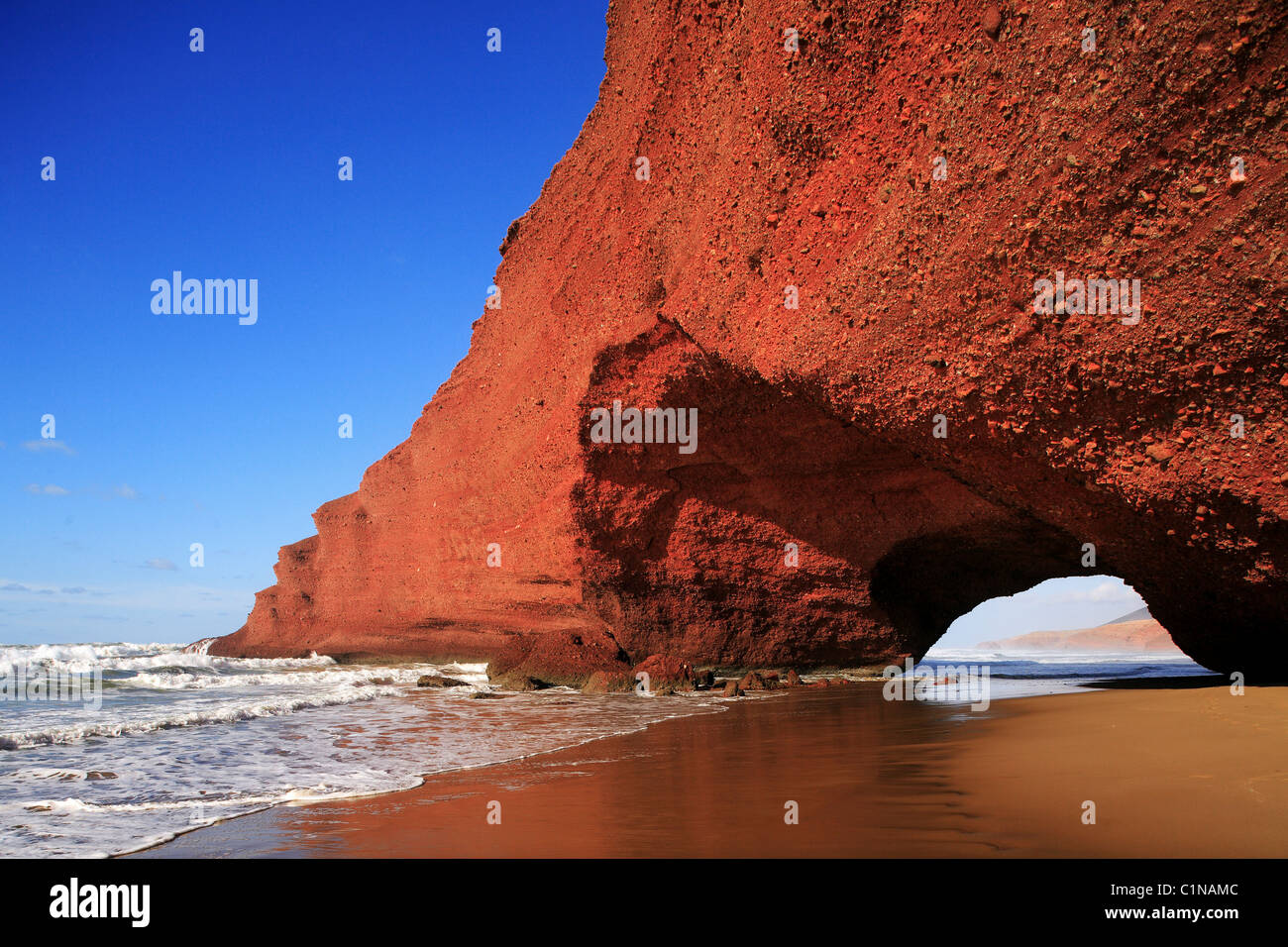 Morocco, Souss region, Atlantic coast in the South of Agadir, Mirleft, the red cliffs of El