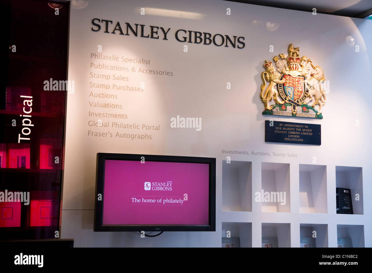 Interior of Stanley Gibbons shop / auctioneer for stamp collection