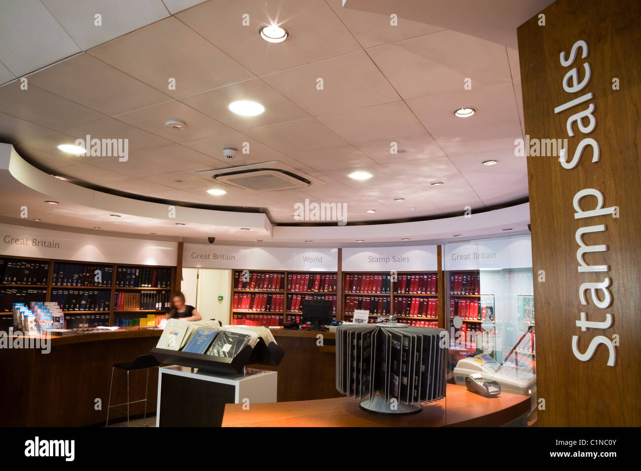 Interior of Stanley Gibbons shop / auctioneer for stamp collection