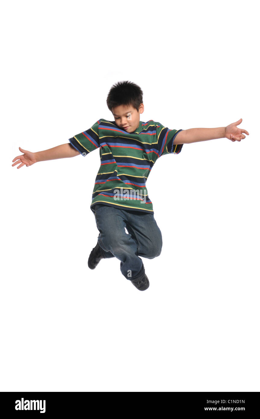Child tap dancer jumping isolated on white background Stock Photo Alamy