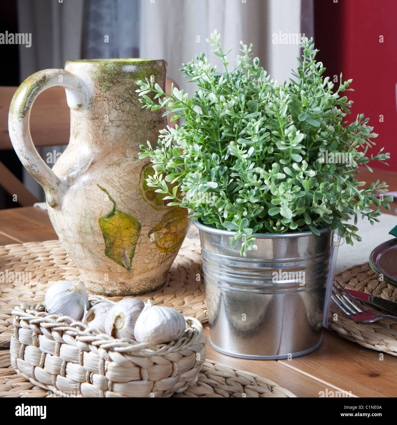 Flowers composition in retro interior Stock Photo - Alamy