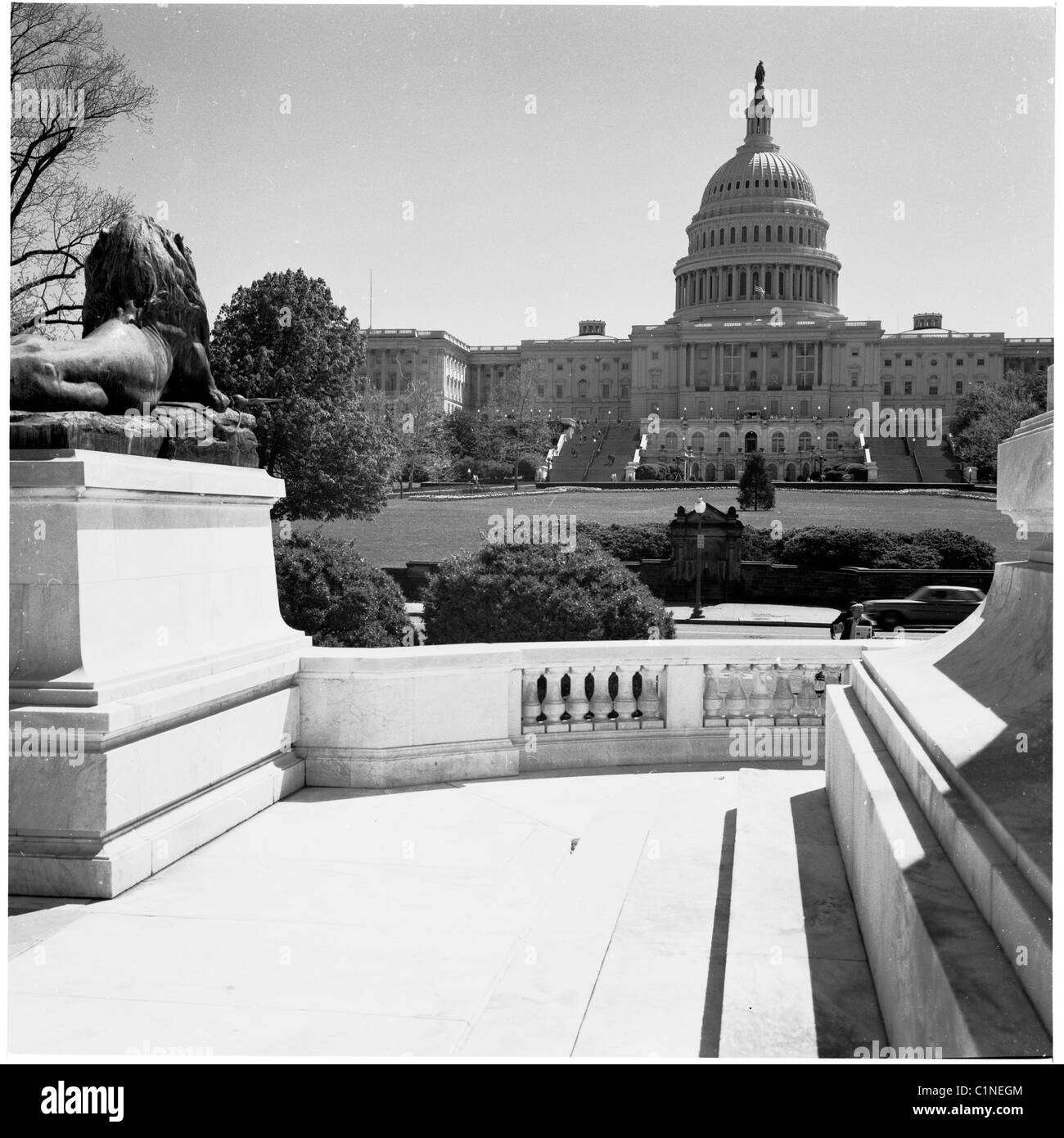1960s, historical, view of the US Capitol Building, Washington DC, home to the US Congress, the legislative branch of the American government. Stock Photo