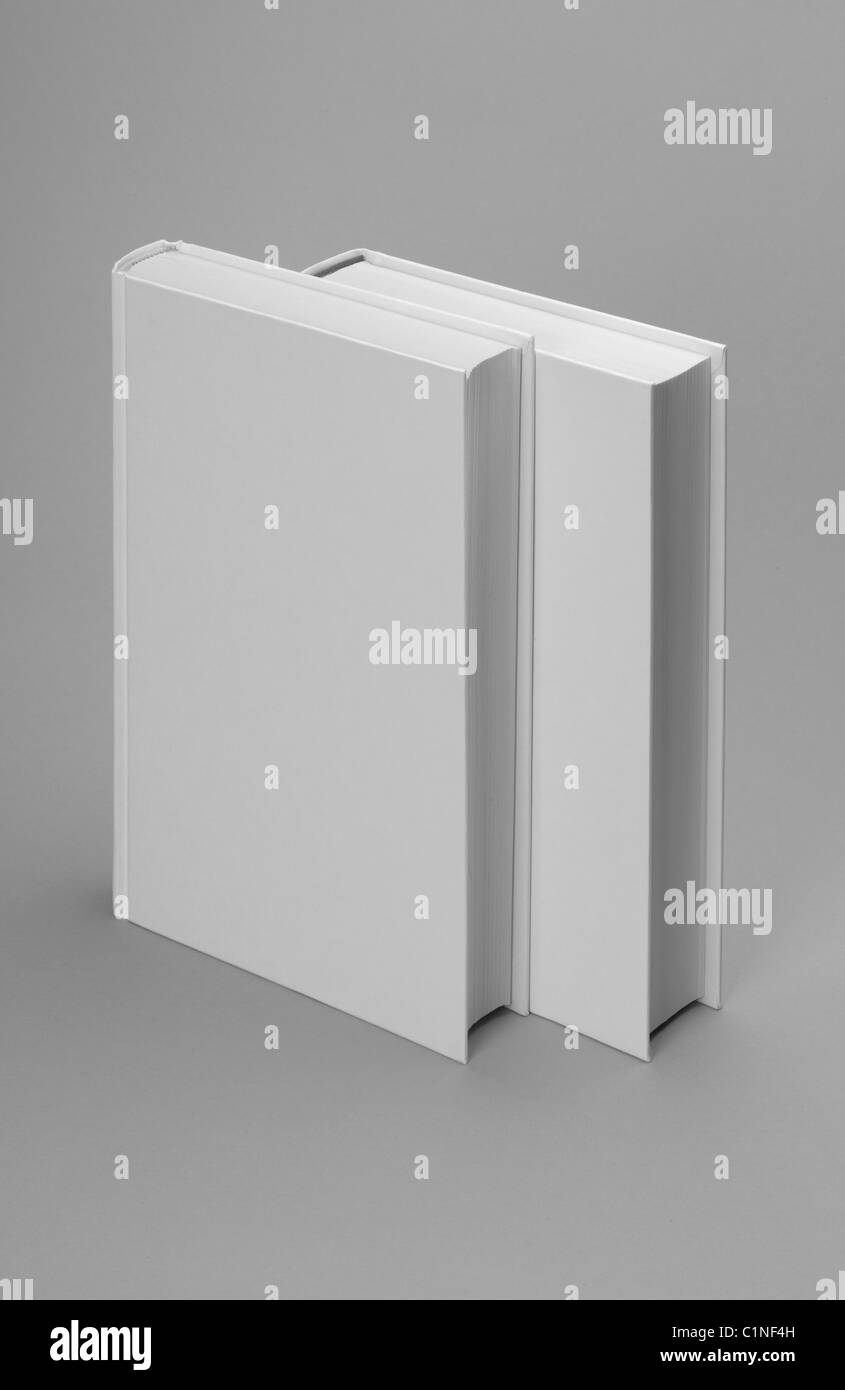 Two white plain books for design layout, standing Stock Photo