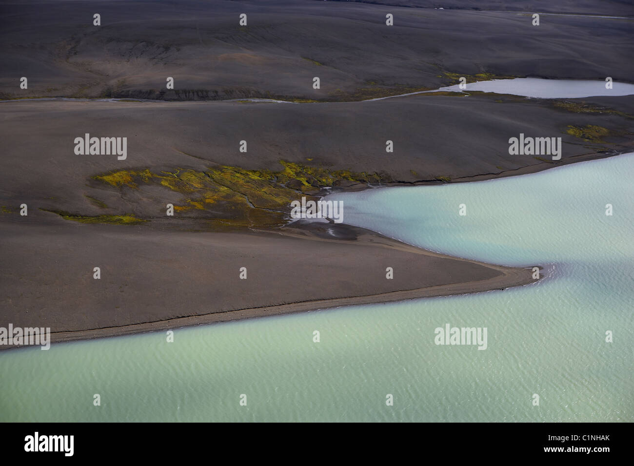 Natural Fresh water with black sands, Iceland Stock Photo