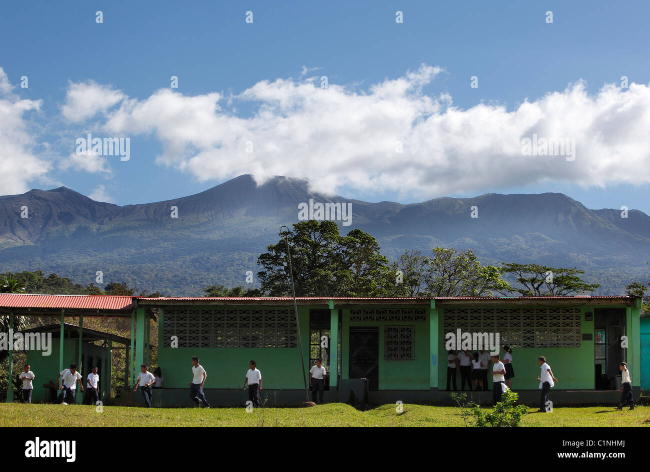 A primary school in the village of Dos Rios at the foot of Volcan ...
