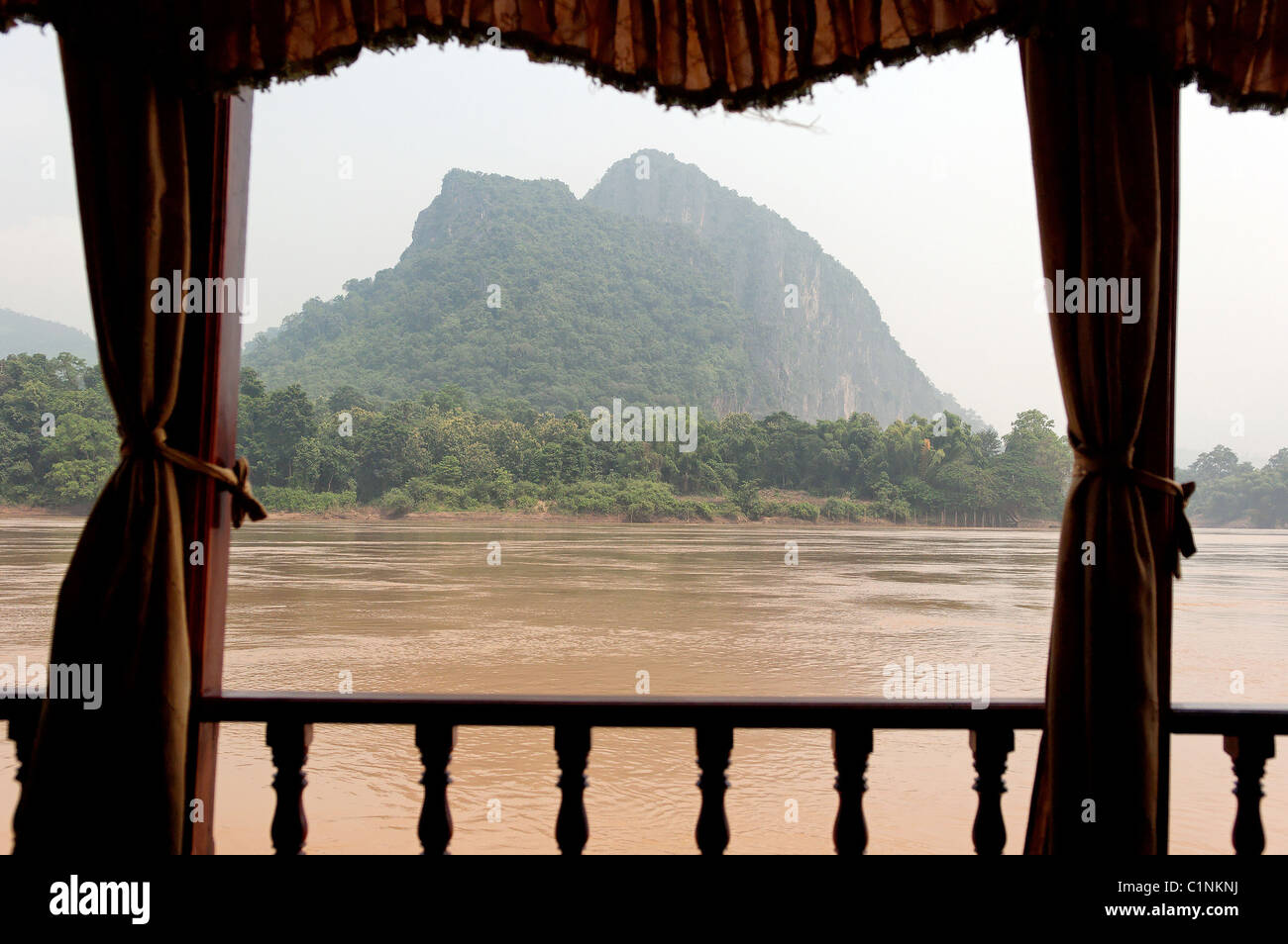 Laos, view from a boat on the Mekong river Stock Photo