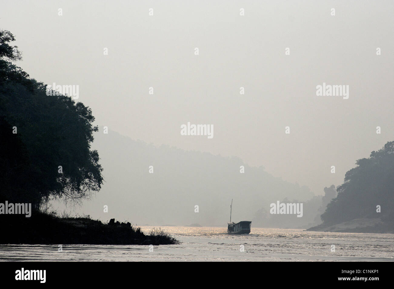 Laos, view from a boat on the Mekong river Stock Photo