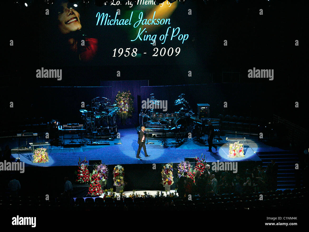 The stage is set up The memorial service for the King of Pop, Michael