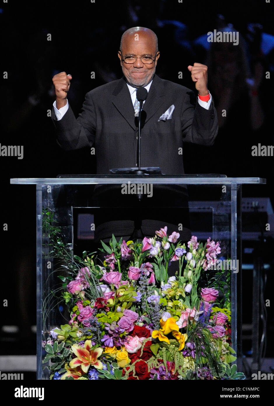 Producer Berry Gordy Jr. The memorial service for the King of Pop, Michael Jackson, at the Staples Center Los Angeles, Stock Photo